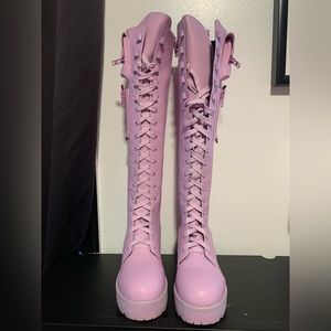 High combat lace up boots